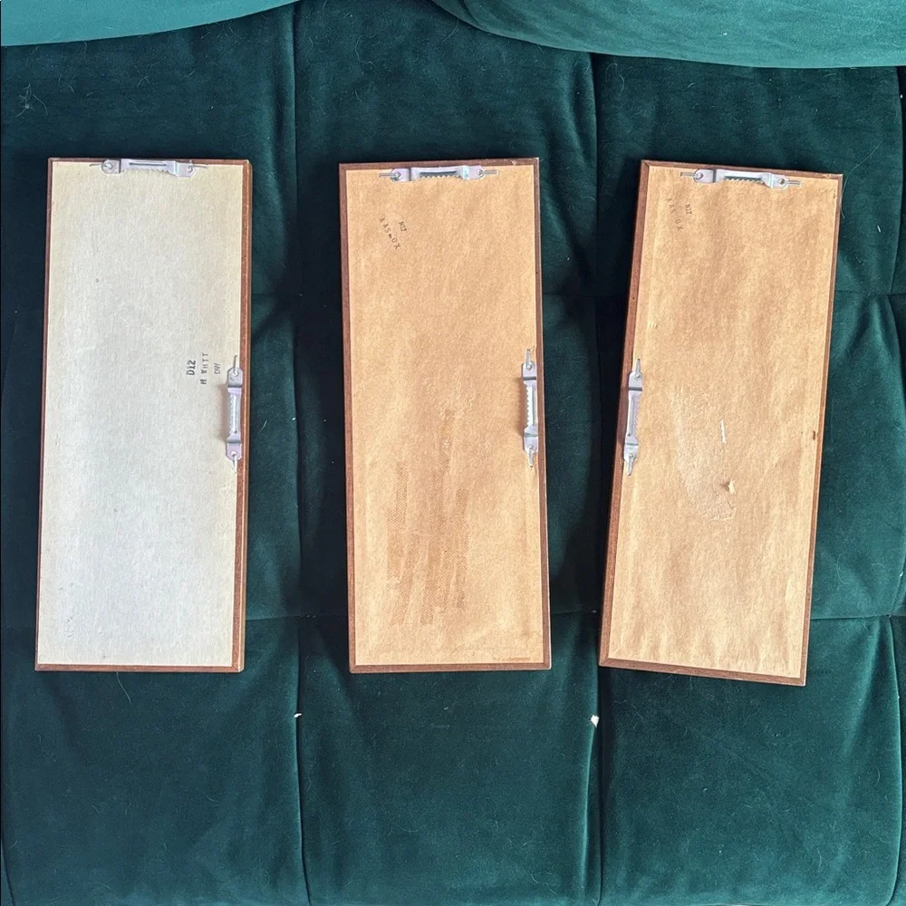 Three Brown Framed Wall Mirror Set